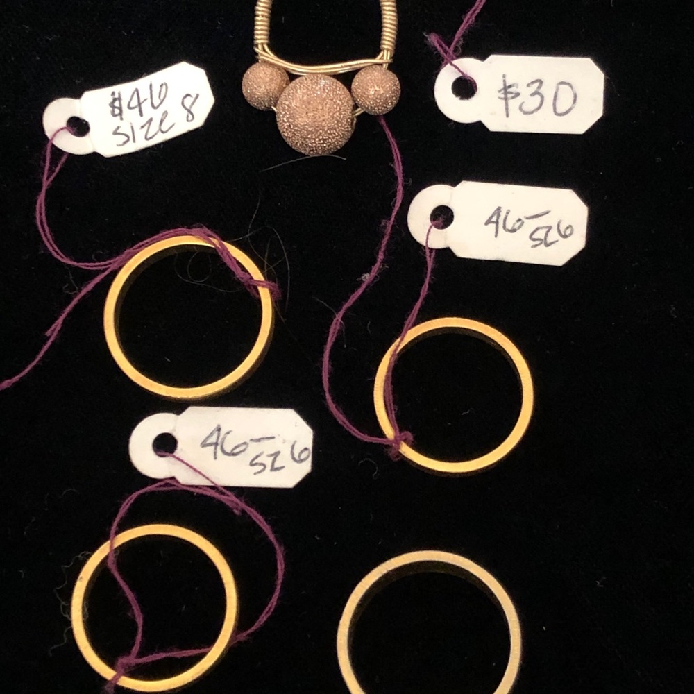 Group of gold vermeil rings size Sz 6, 8, 5